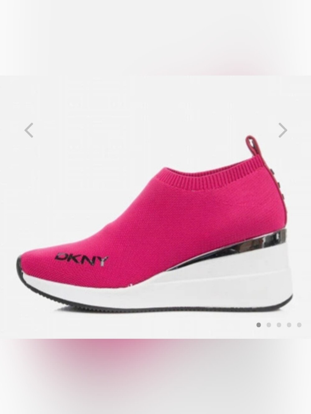 DKNY Hot Pink Slip-On Knit Platform Sneaker